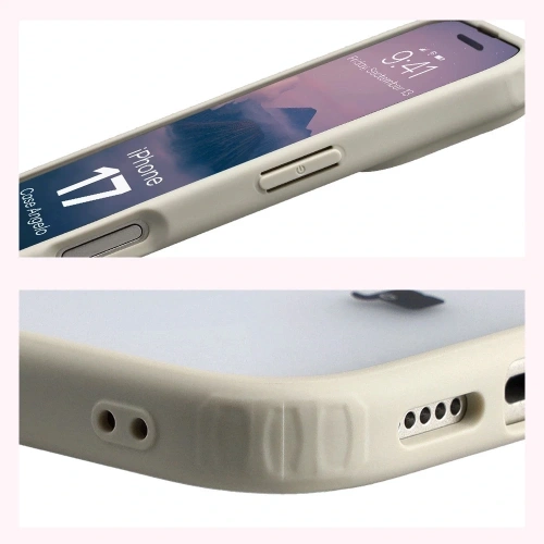 Etui Bizon Case Angelo do Apple iPhone 17 półprzezroczyste z beżową ramką