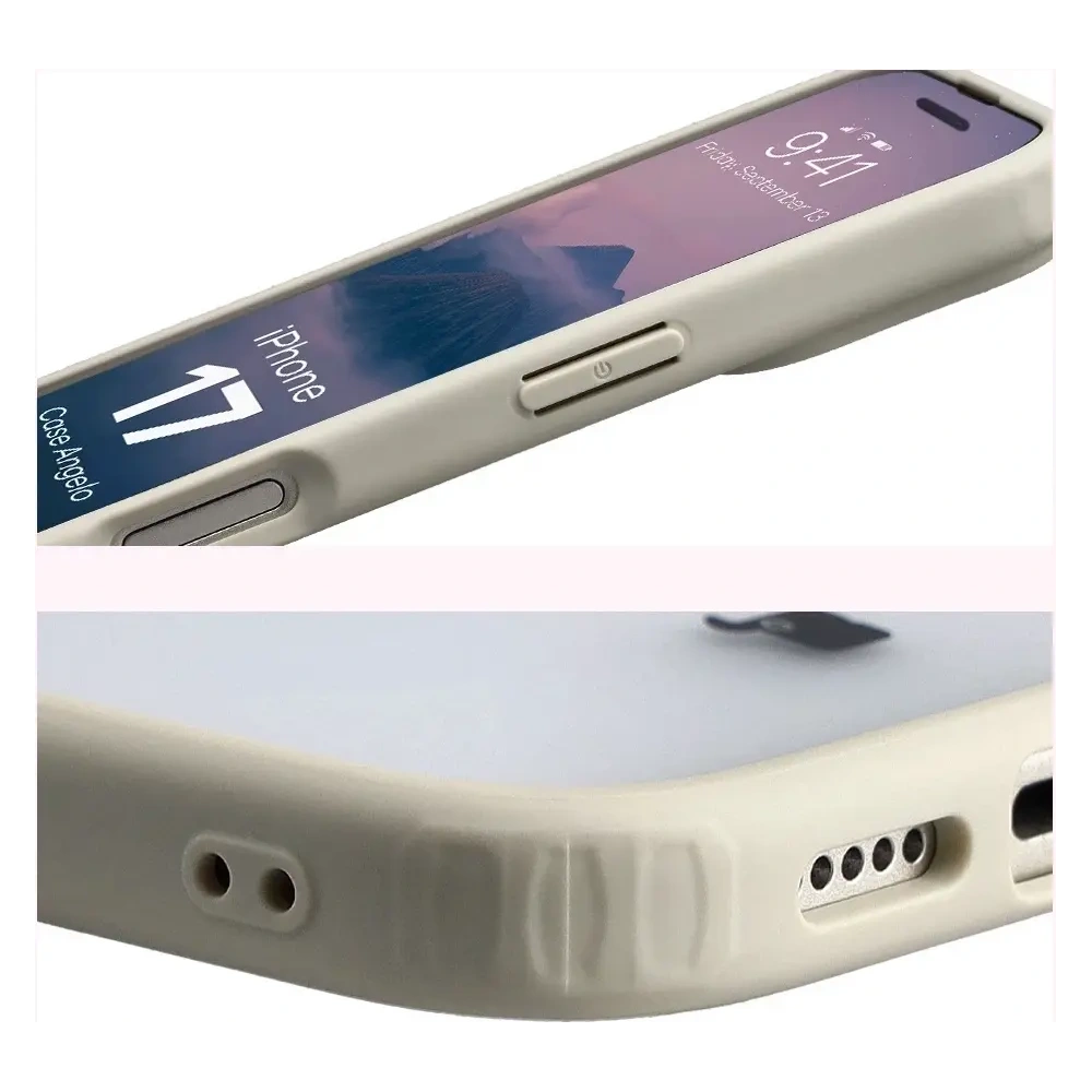 Etui Bizon Case Angelo do Apple iPhone 17 półprzezroczyste z beżową ramką