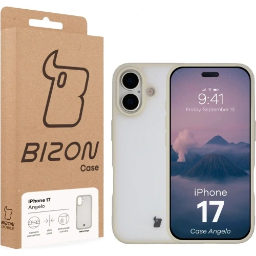 Etui Bizon Case Angelo do Apple iPhone 17 półprzezroczyste z beżową ramką