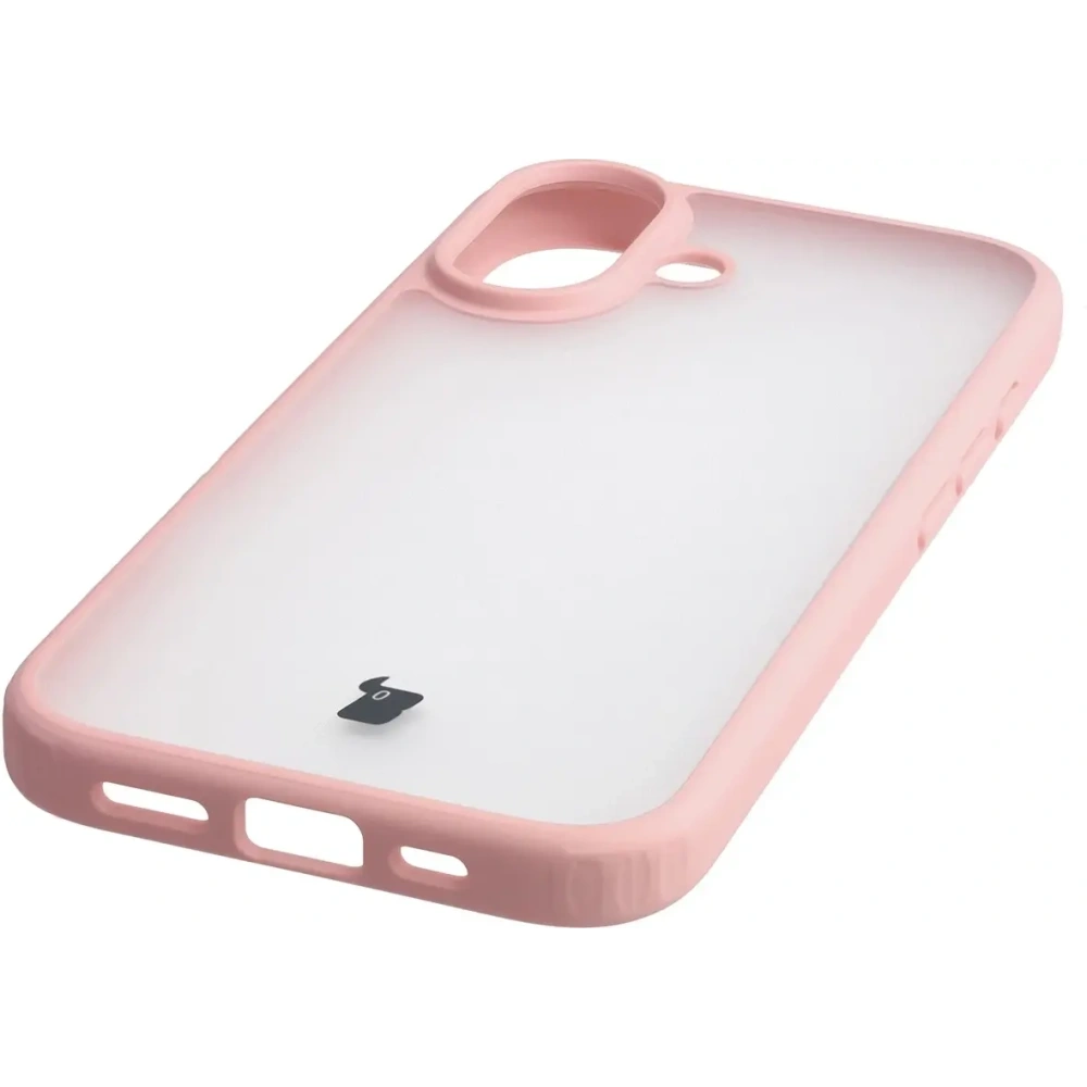 Etui Bizon Case Angelo do Apple iPhone 17 półprzezroczyste z jasnoróżową ramką