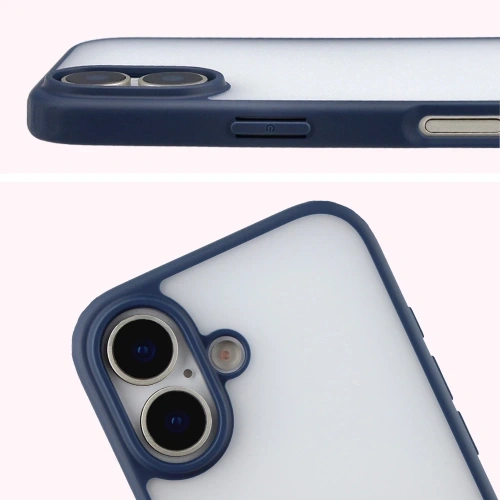 Etui Bizon Case Angelo do Apple iPhone 17 półprzezroczyste z granatową ramką