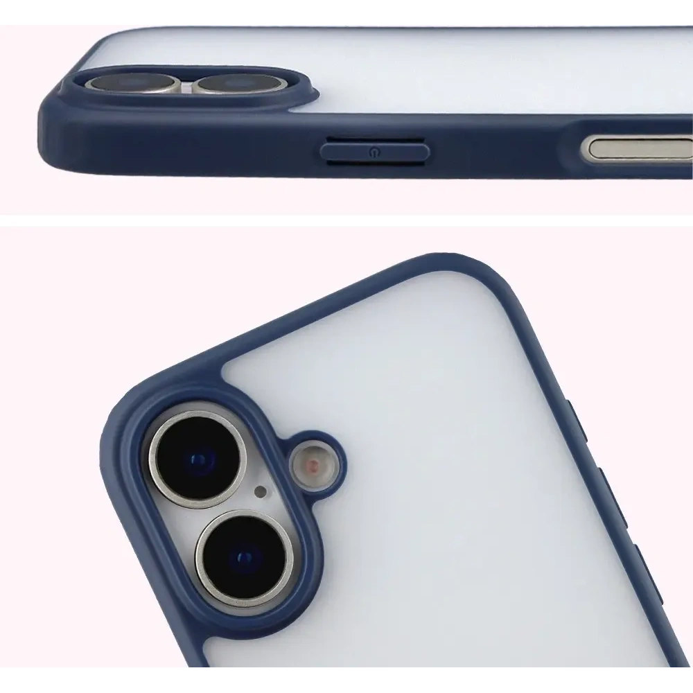 Etui Bizon Case Angelo do Apple iPhone 17 półprzezroczyste z granatową ramką