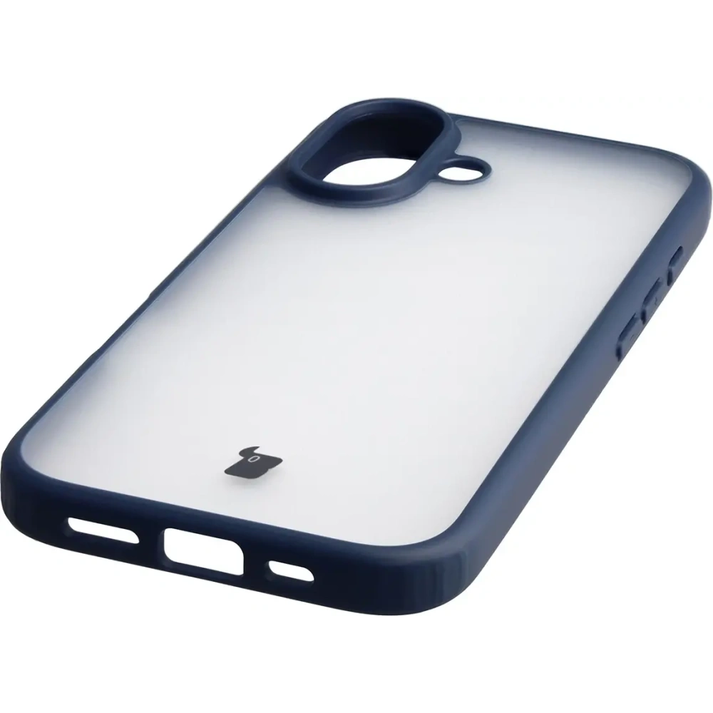 Etui Bizon Case Angelo do Apple iPhone 17 półprzezroczyste z granatową ramką