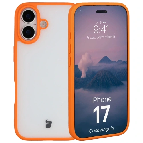 Etui Bizon Case Angelo do Apple iPhone 17 półprzezroczyste z pomarańczową ramką
