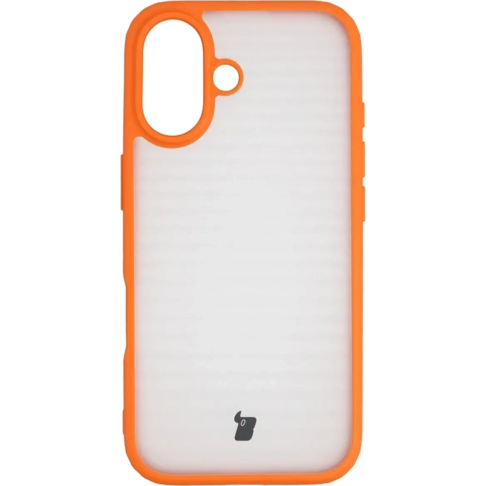 Etui Bizon Case Angelo do Apple iPhone 17 półprzezroczyste z pomarańczową ramką