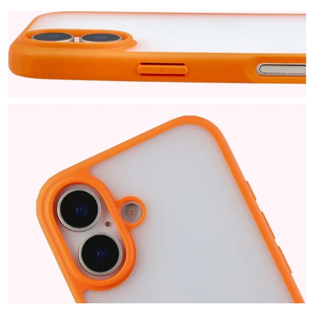 Etui Bizon Case Angelo do Apple iPhone 17 półprzezroczyste z pomarańczową ramką