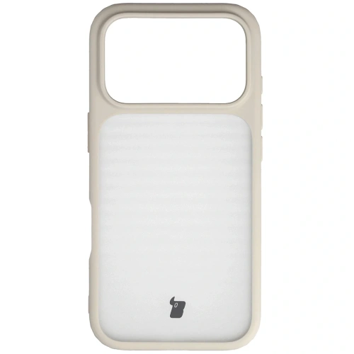 Etui Bizon Case Angelo do Apple iPhone 17 Pro półprzezroczyste z beżową ramką