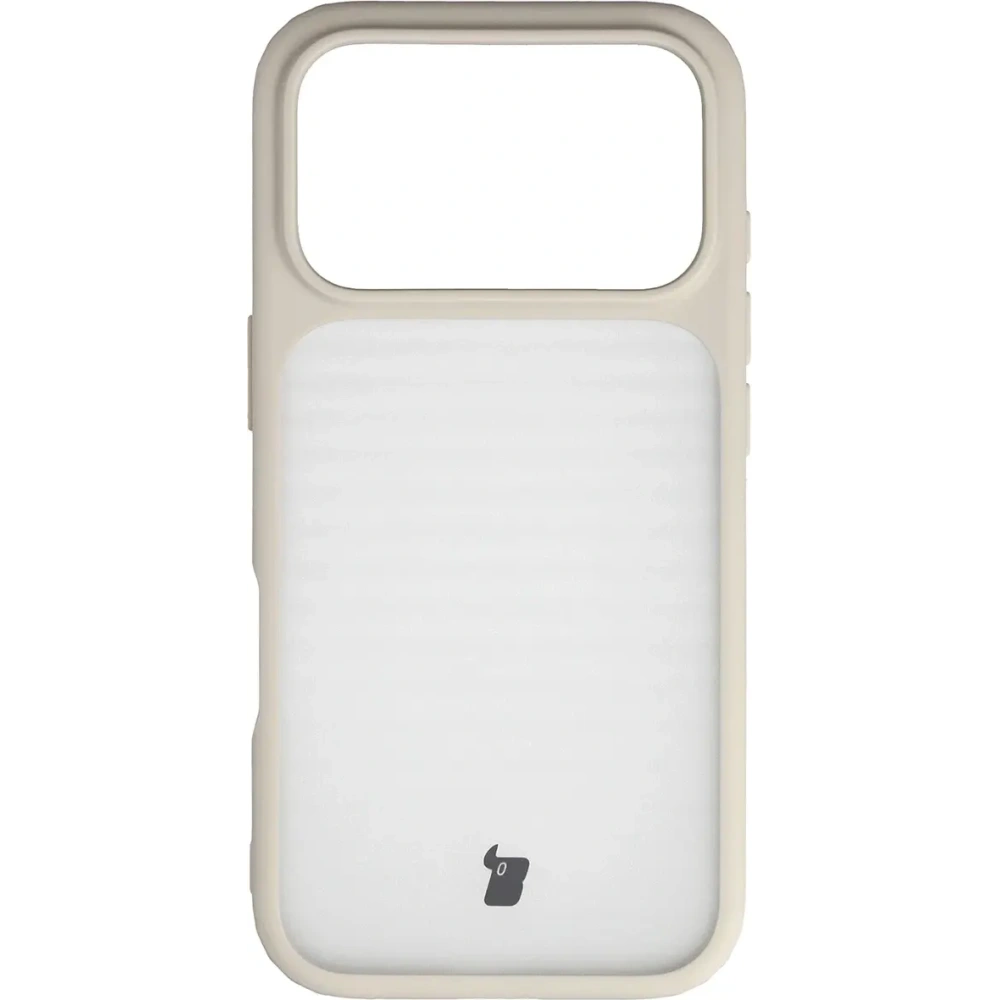 Etui Bizon Case Angelo do Apple iPhone 17 Pro półprzezroczyste z beżową ramką