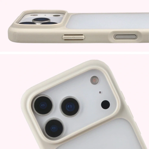Etui Bizon Case Angelo do Apple iPhone 17 Pro półprzezroczyste z beżową ramką
