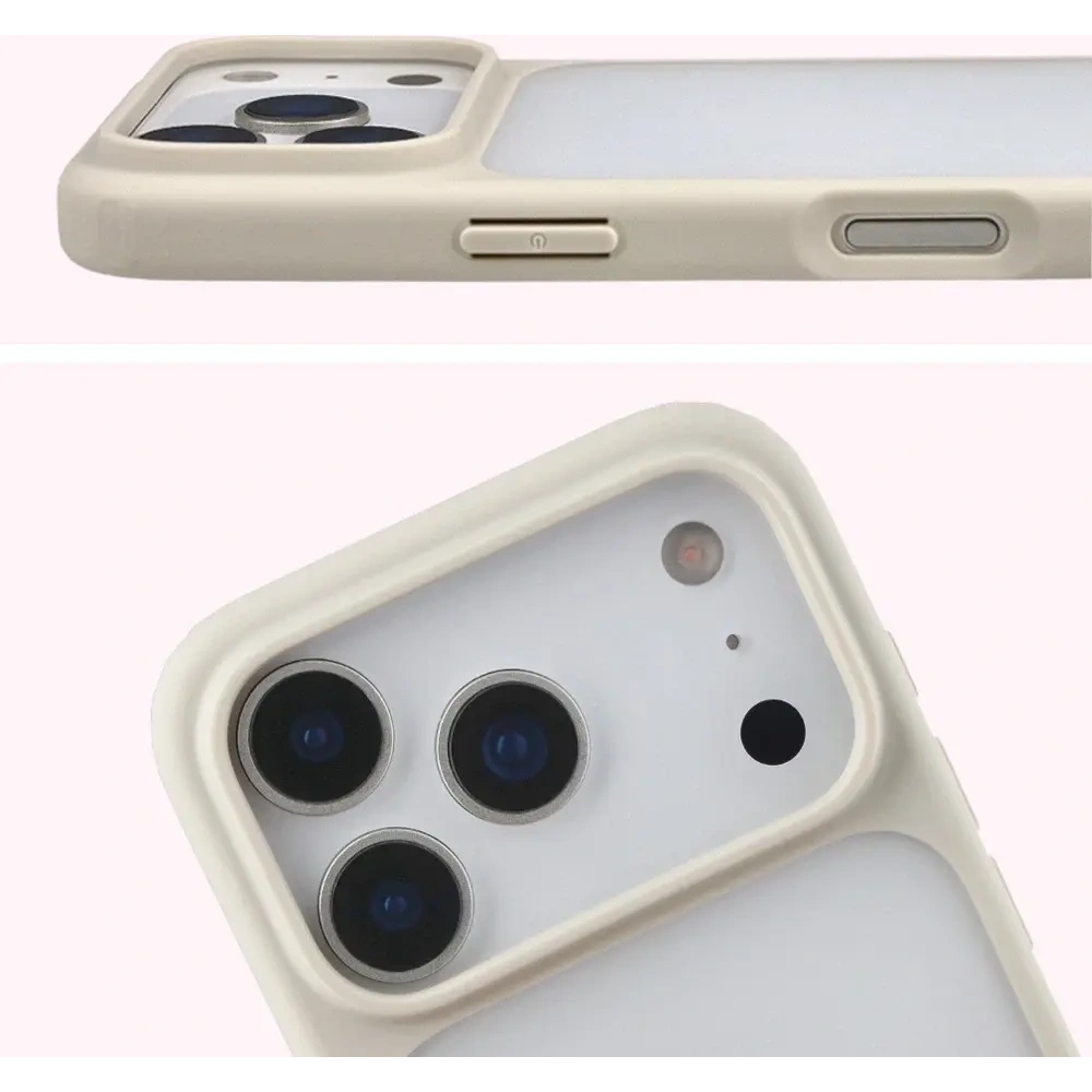 Etui Bizon Case Angelo do Apple iPhone 17 Pro półprzezroczyste z beżową ramką