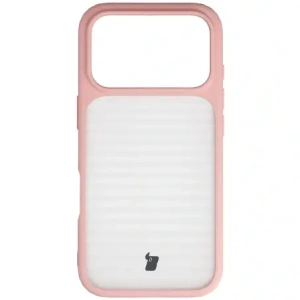 Etui Bizon Case Angelo do Apple iPhone 17 Pro półprzezroczyste z jasnoróżową ramką