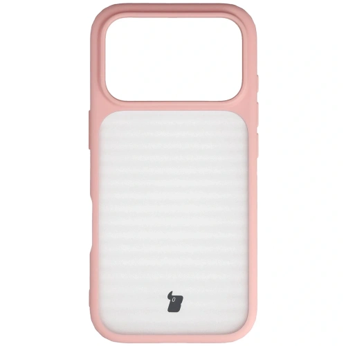 Etui Bizon Case Angelo do Apple iPhone 17 Pro półprzezroczyste z jasnoróżową ramką