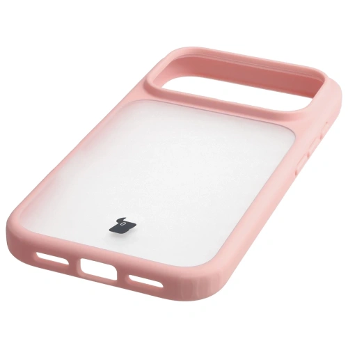 Etui Bizon Case Angelo do Apple iPhone 17 Pro półprzezroczyste z jasnoróżową ramką