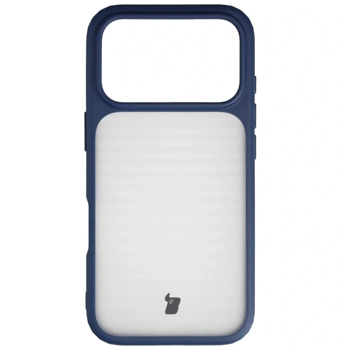 Etui Bizon Case Angelo do Apple iPhone 17 Pro półprzezroczyste z granatową ramką