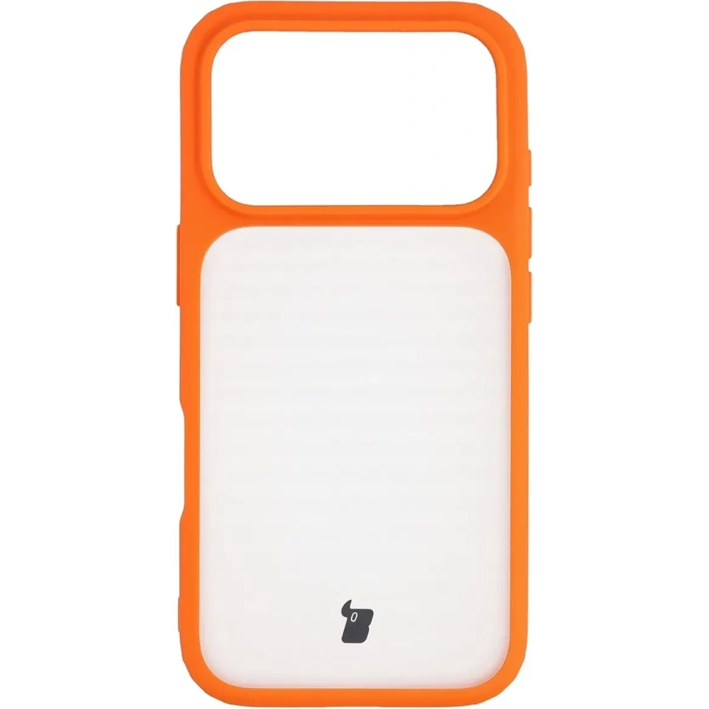 Etui Bizon Case Angelo do Apple iPhone 17 Pro półprzezroczyste z pomarańczową ramką