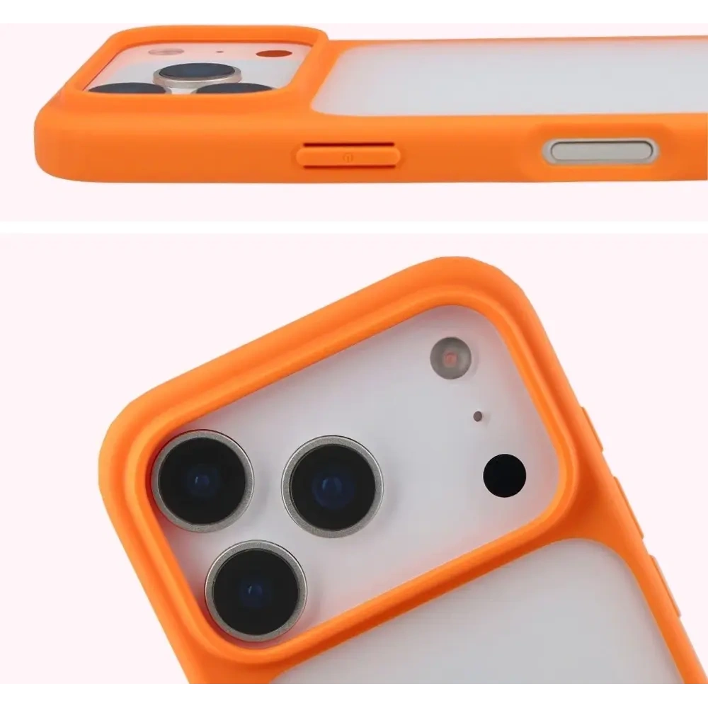 Etui Bizon Case Angelo do Apple iPhone 17 Pro półprzezroczyste z pomarańczową ramką