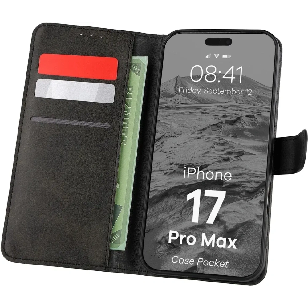 Etui z klapką Bizon Case Pocket do Apple iPhone 17 Pro Max czarne