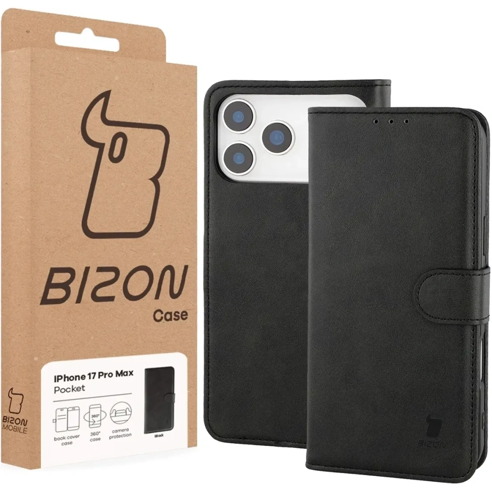 Etui z klapką Bizon Case Pocket do Apple iPhone 17 Pro Max czarne
