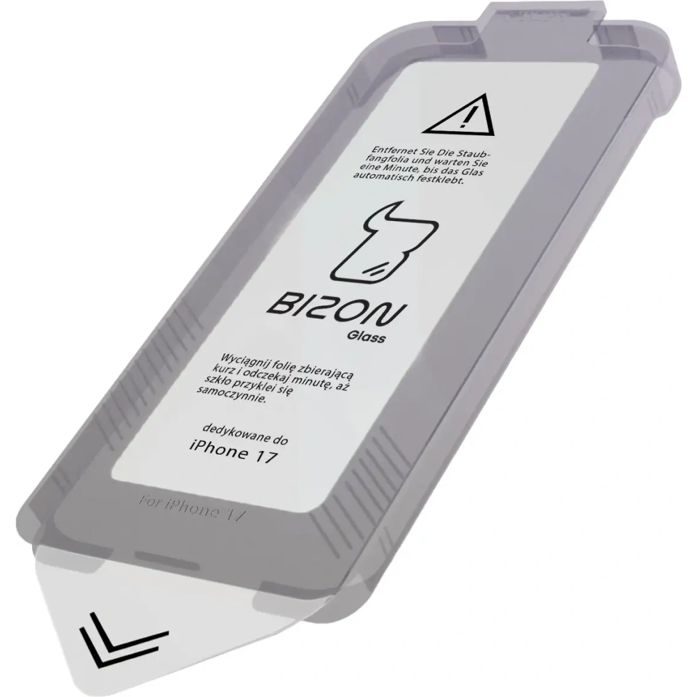 Szkło hartowane z ramką do łatwej aplikacji Bizon Glass Aplikator do Apple iPhone 17 [2 PACK]