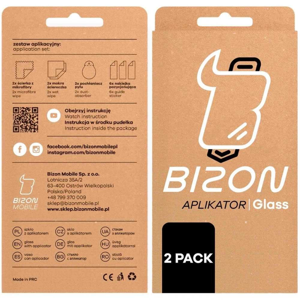 Szkło hartowane z ramką do łatwej aplikacji Bizon Glass Aplikator do Apple iPhone Air [2 PACK]