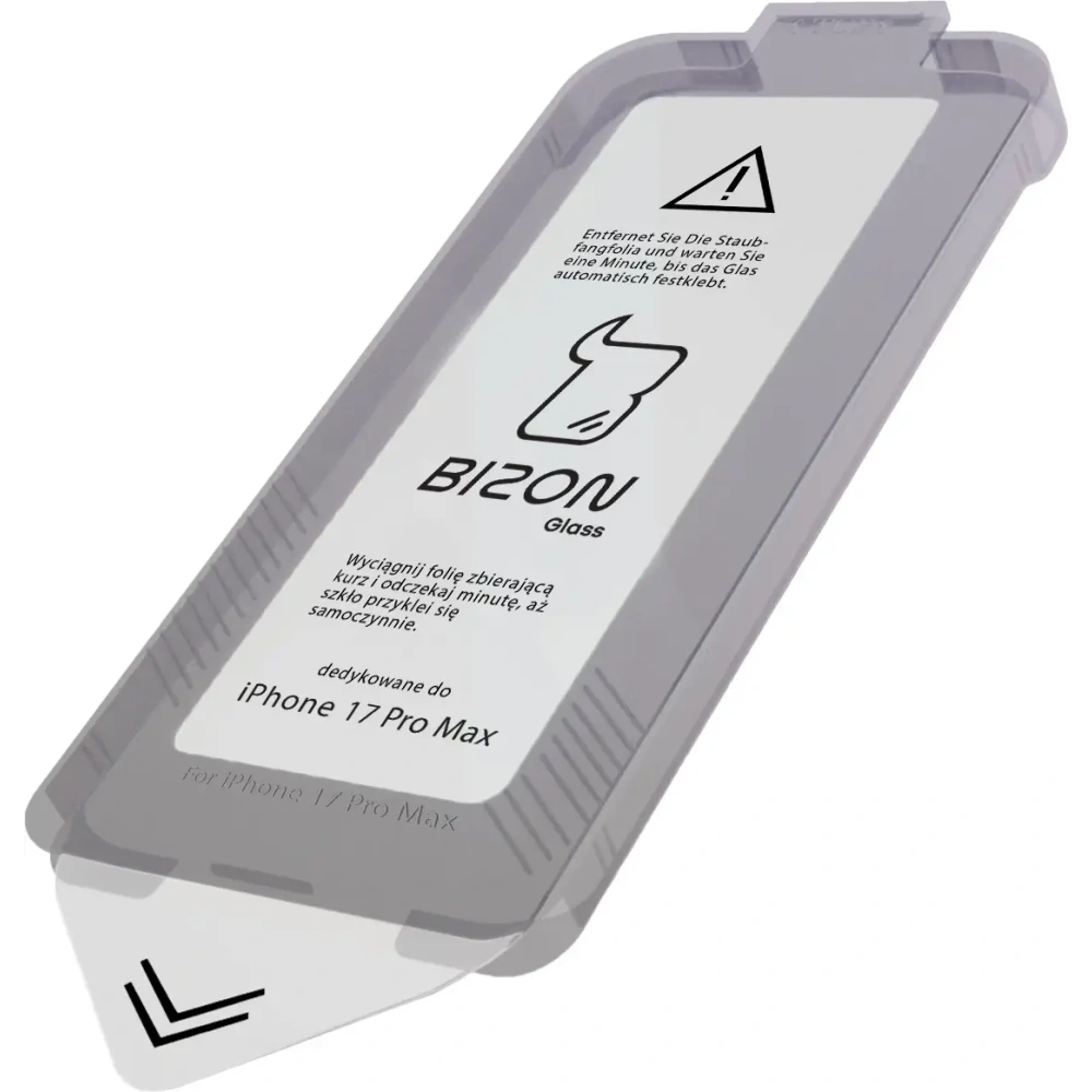 Szkło hartowane z ramką do łatwej aplikacji Bizon Glass Aplikator do Apple iPhone 17 Pro Max [2 PACK]