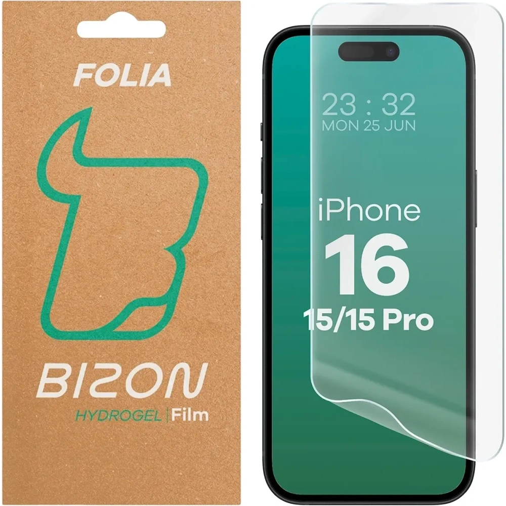 Folia hydrożelowa na ekran Bizon Glass Hydrogel Front do Apple iPhone 15 / 15 Pro / 16 