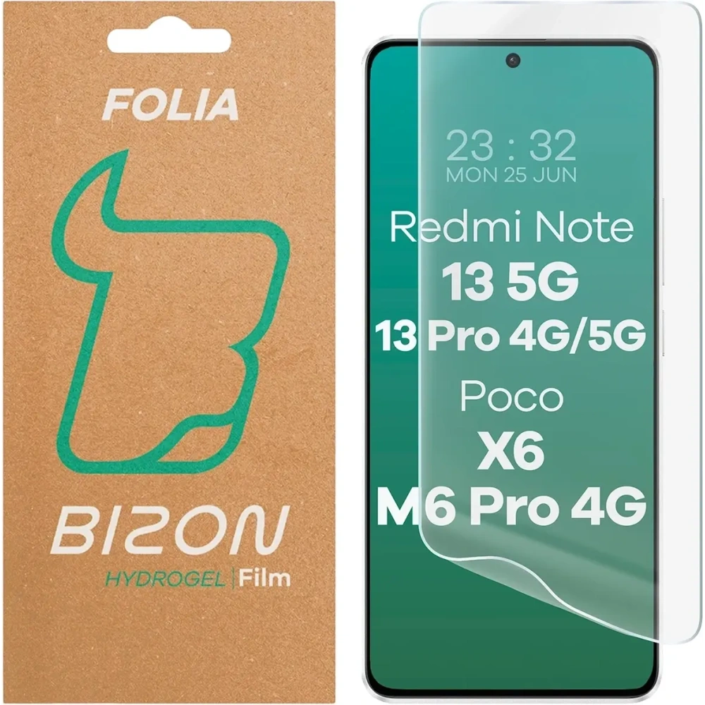 Folia hydrożelowa na ekran Bizon Glass Hydrogel Front do Xiaomi POCO X6 / Redmi Note 13 5G / Redmi Note 13 Pro 4G / 5G / POCO M6 Pro 4G