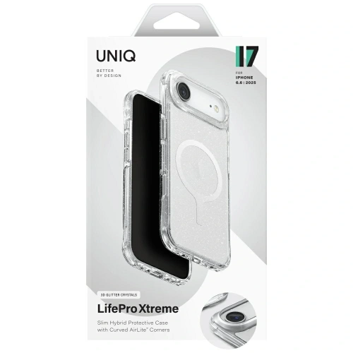Etui UNIQ LifePro Xtreme do Apple iPhone 17 Air MagClick Charging przezroczysty/brokat
