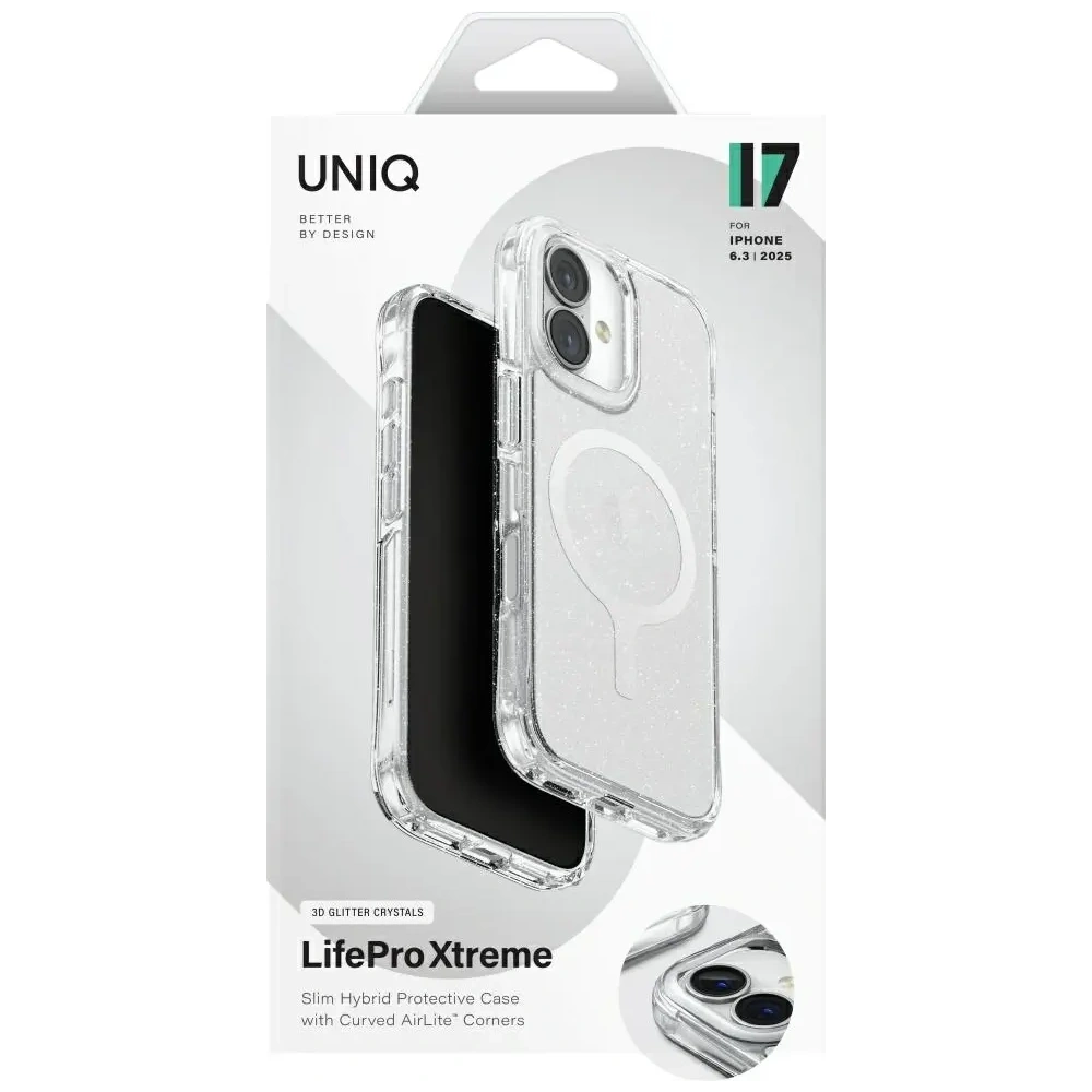 Etui UNIQ LifePro Xtreme do Apple iPhone 17 MagClick Charging przezroczysty/brokat