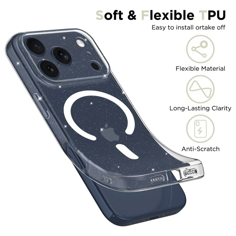 Etui Tech-Protect FlexAir MagSafe do Apple iPhone 17 Pro Max Glitter