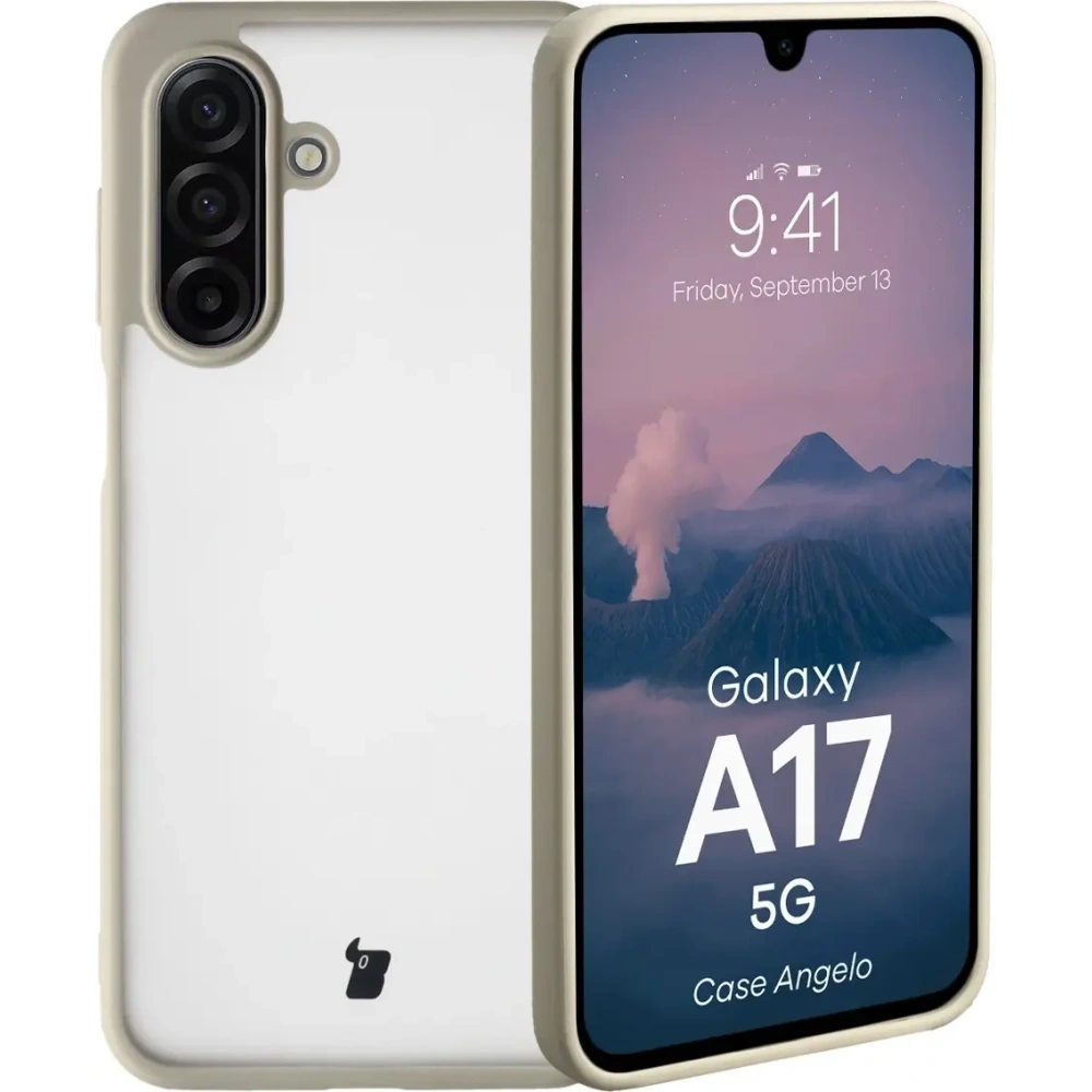 Etui Bizon Case Angelo do Samsung Galaxy A17 5G półprzezroczyste z beżową ramką