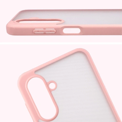 Etui Bizon Case Angelo do Samsung Galaxy A17 5G półprzezroczyste z jasnoróżową ramką