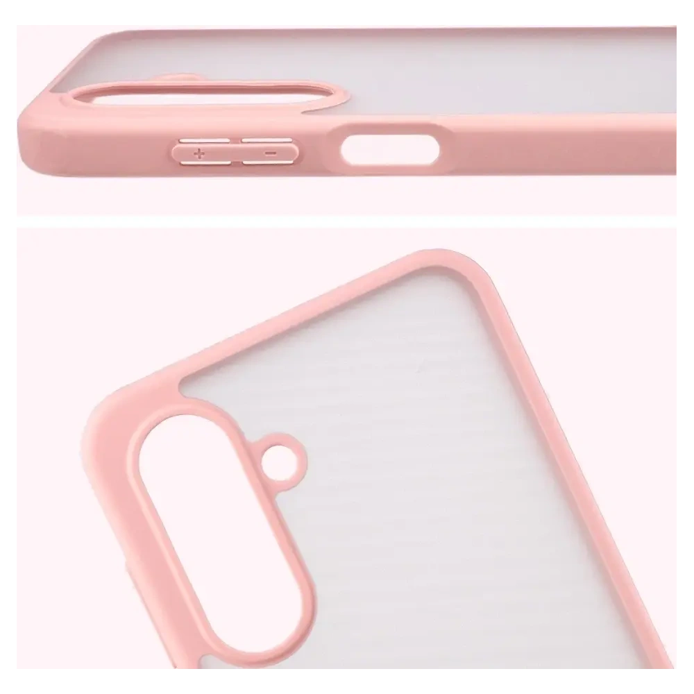 Etui Bizon Case Angelo do Samsung Galaxy A17 5G półprzezroczyste z jasnoróżową ramką