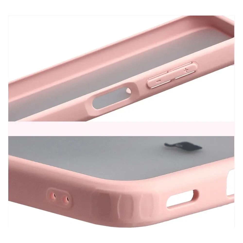 Etui Bizon Case Angelo do Samsung Galaxy A17 5G półprzezroczyste z jasnoróżową ramką