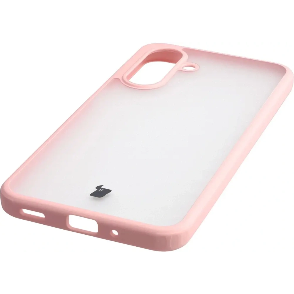 Etui Bizon Case Angelo do Samsung Galaxy A17 5G półprzezroczyste z jasnoróżową ramką