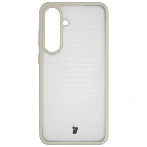 Etui Bizon Case Angelo do Samsung Galaxy S25 FE półprzezroczyste z beżową ramką