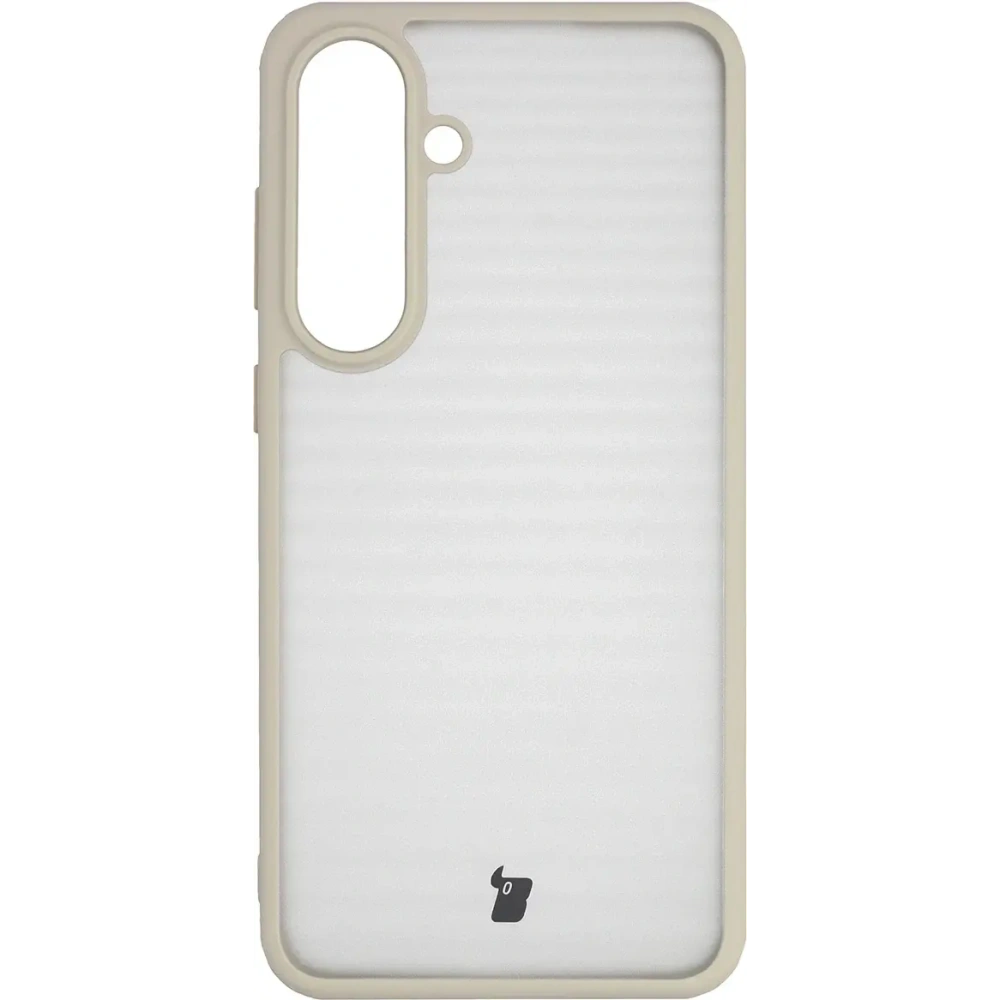 Etui Bizon Case Angelo do Samsung Galaxy S25 FE półprzezroczyste z beżową ramką