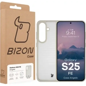 Etui Bizon Case Angelo do Samsung Galaxy S25 FE półprzezroczyste z beżową ramką