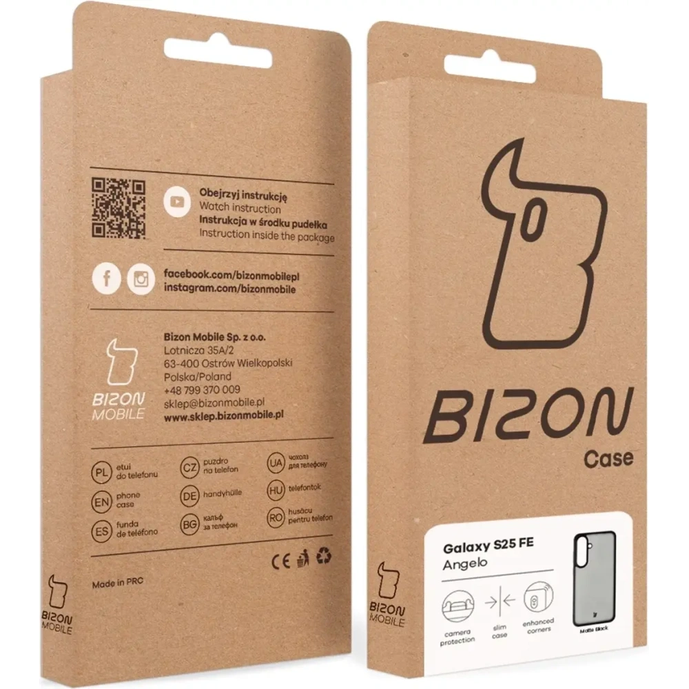 Etui Bizon Case Angelo do Samsung Galaxy S25 FE przydymione z czarną ramką