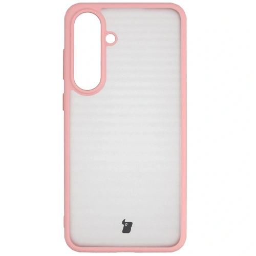 Etui Bizon Case Angelo do Samsung Galaxy S25 FE półprzezroczyste z jasnoróżową ramką
