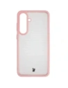 Etui Bizon Case Angelo do Samsung Galaxy S25 FE półprzezroczyste z jasnoróżową ramką
