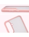 Etui Bizon Case Angelo do Samsung Galaxy S25 FE półprzezroczyste z jasnoróżową ramką