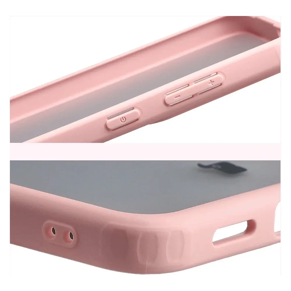 Etui Bizon Case Angelo do Samsung Galaxy S25 FE półprzezroczyste z jasnoróżową ramką