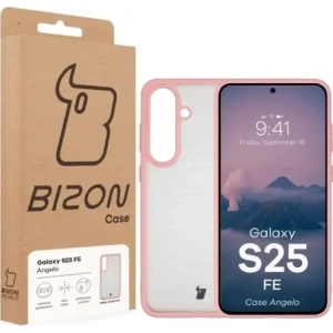 Etui Bizon Case Angelo do Samsung Galaxy S25 FE półprzezroczyste z jasnoróżową ramką