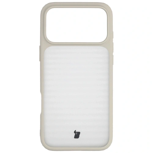 Etui Bizon Case Angelo do Apple iPhone 17 Pro Max półprzezroczyste z beżową ramką