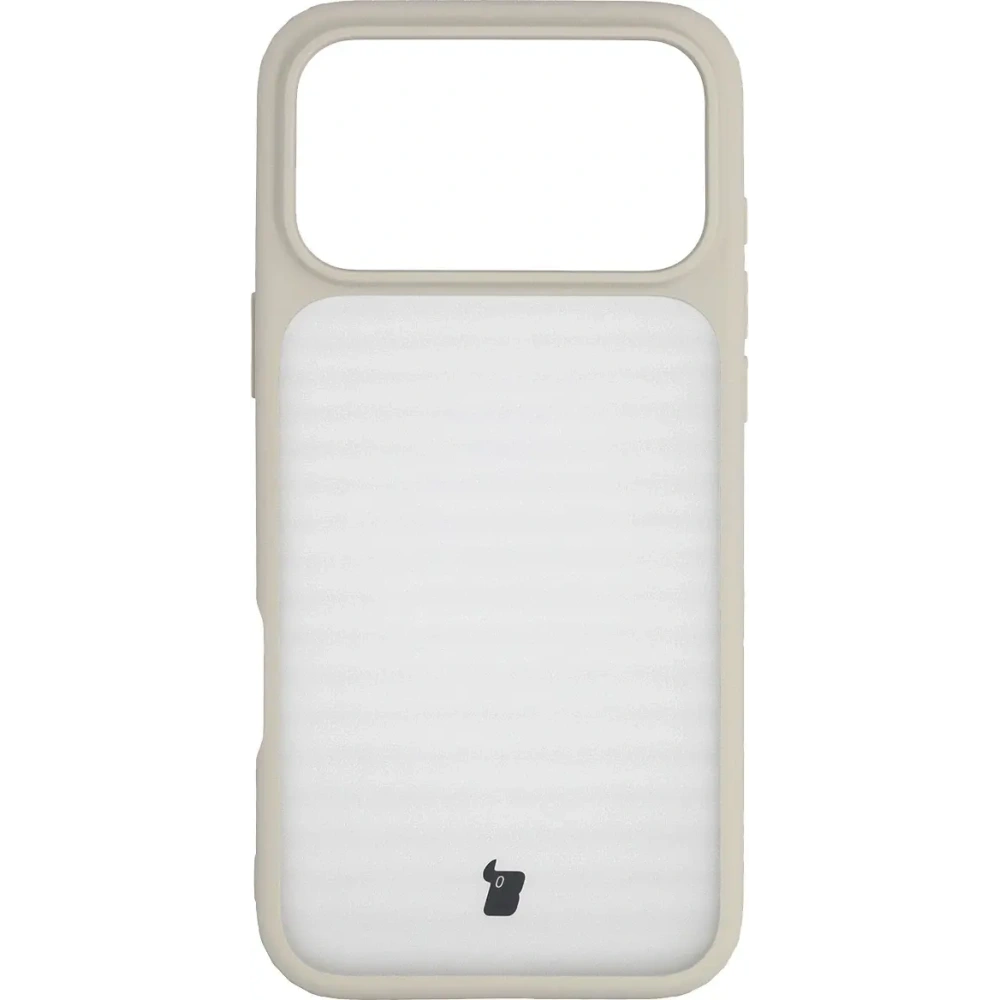 Etui Bizon Case Angelo do Apple iPhone 17 Pro Max półprzezroczyste z beżową ramką