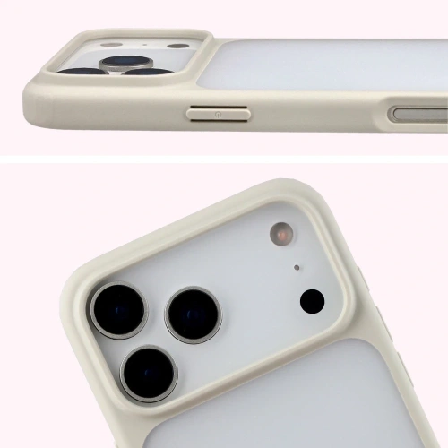 Etui Bizon Case Angelo do Apple iPhone 17 Pro Max półprzezroczyste z beżową ramką