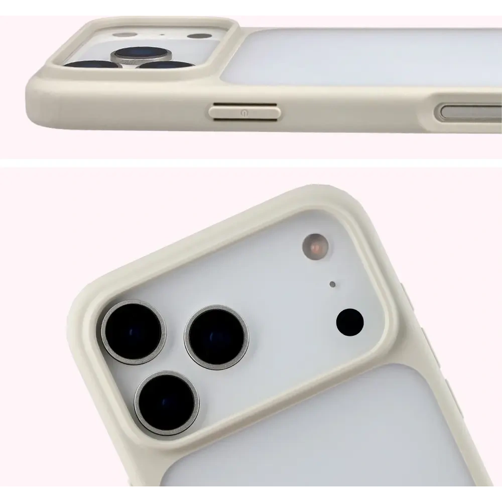 Etui Bizon Case Angelo do Apple iPhone 17 Pro Max półprzezroczyste z beżową ramką