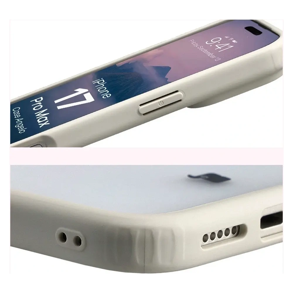 Etui Bizon Case Angelo do Apple iPhone 17 Pro Max półprzezroczyste z beżową ramką