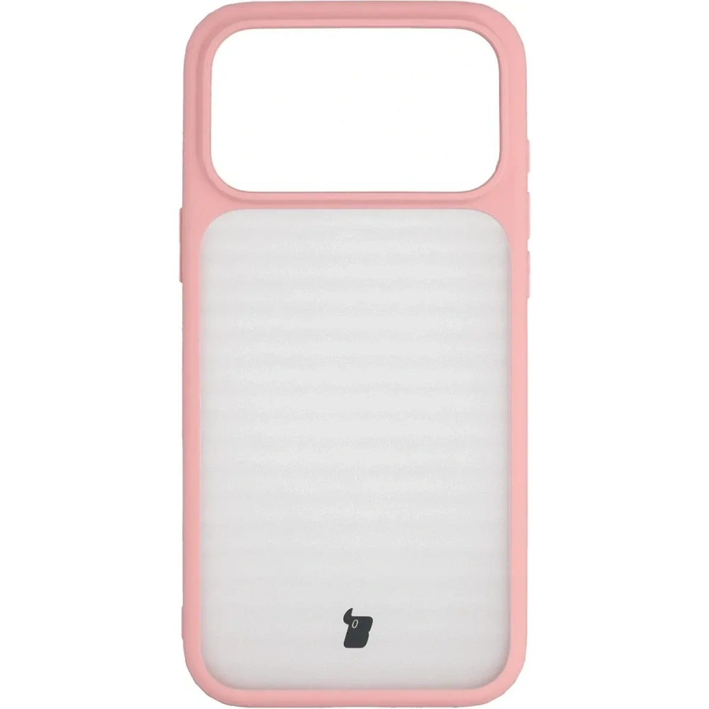 Etui Bizon Case Angelo do Apple iPhone 17 Pro Max półprzezroczyste z jasnoróżową ramką